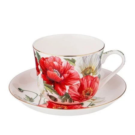 Чайный набор 2пр фарфор МАКИ на 1 персону 500мл (18)