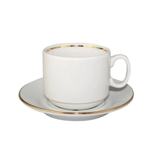 Чайный набор 2пр фарфор БЕЛЬЕ с золотой отводкой Экспресс на 1 персону 220мл (12)