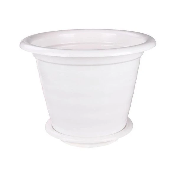 Горшок цветочный 16л пластик ВИОЛА с поддоном белый (10)