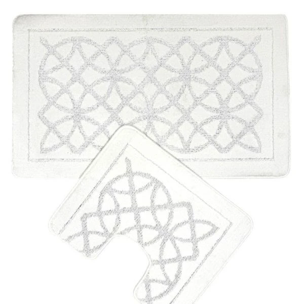 Набор ковриков в ванную 2пр 60*100/50*60 полипропилен MAXIMUS 6957 PEARL WHITE жемчужно-белый 2581