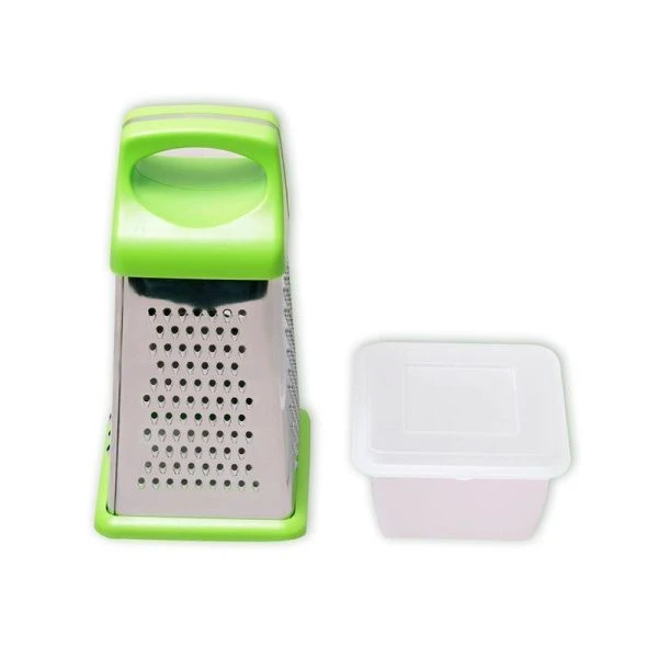 Терка 4 гранная 21см нерж.сталь с пласт.ручкой контейнером на антискользящей основе (12/72)