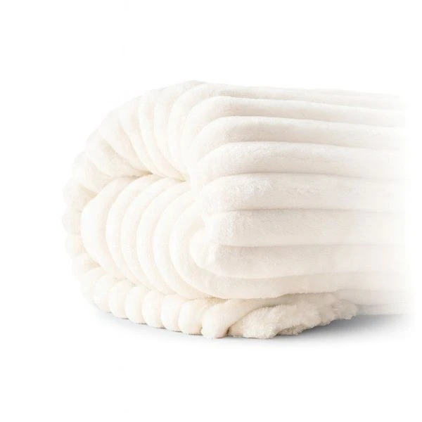 Плед 200*220см велсофт 300GSM полоска 2,5мм белый JC-17907 (10)