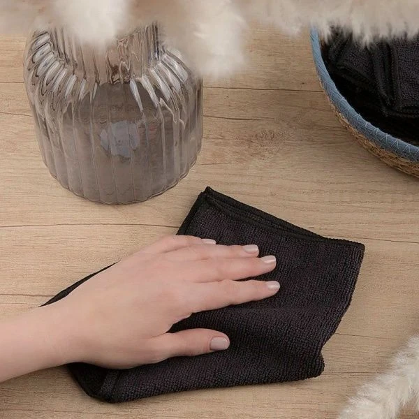 Салфетки набор 10шт 30*30см микрофибра чёрная ГОРНИЦА (10)