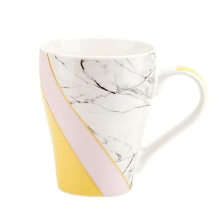 Кружка 400мл фарфор МРАМОР розовый с желтым (48)
