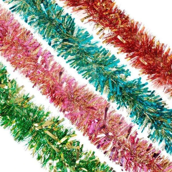 Мишура с золотыми ворсинками, 13х200см, ПВХ, 4 цвета СНОУ БУМ