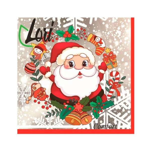 Салфетки бумажные новогодние Лори 2-х слойные 33*33 (16)
