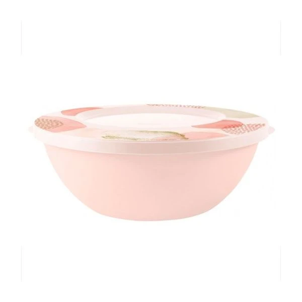 Миска 5л пластик Plast Team Pastel с крышкой декорперсиковая карамель (15)