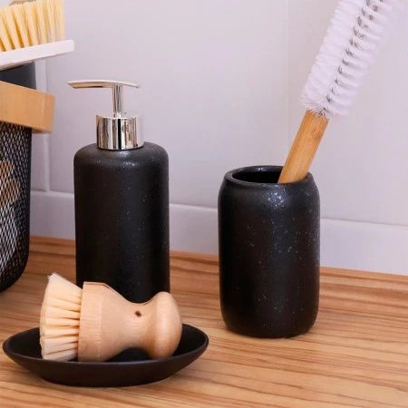 Набор для ванной "Венера", 3 предмета (мыльница, дозатор для мыла, стакан), цвет черный 4481949