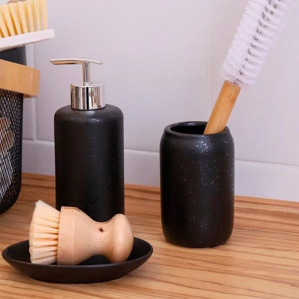 Набор для ванной "Венера", 3 предмета (мыльница, дозатор для мыла, стакан), цвет черный 4481949