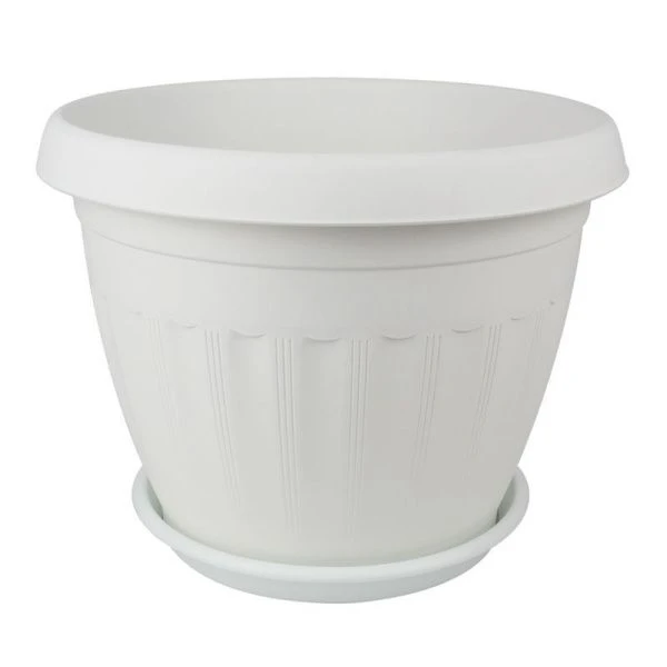 Кашпо 11л пластик АФРОДИТА №7 белый с поддоном (12)