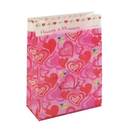 Пакет пластик 16*12*5,5см Сердца с клевером JC-1931/D-6 (1800)