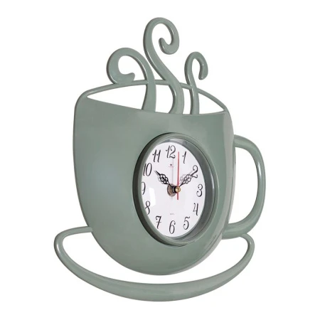 Часы настенные 31,5*30,5см пластик РУБИН Чашка с дымком оливковый (10)
