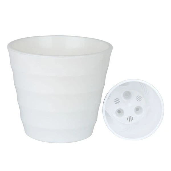 Горшок цветочный 6л 23,5*22,5см пластик ЛАУРА с вкладкой белый (9)