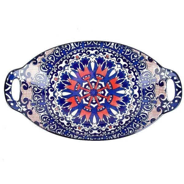 Блюдо 27,5*15,5*4,5см фарфор Arabesque синий овальное с ручками (36) ВЫВОД Блюдо 27,5*15,5*4,5см фарфор Arabesque синий овальное с ручками (36) ВЫВОД