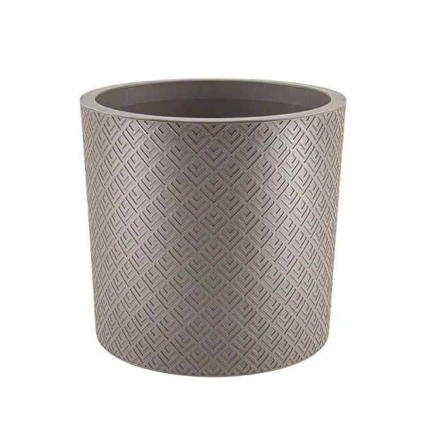 Кашпо 24л d380мм пластик ЭТНА французcкий серый с вставкой (1)