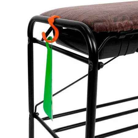 Полка для обуви 3 секции 89*30*48см металл АЛЬФА 33 каркас, сиденье с ящиком коричневый (1)