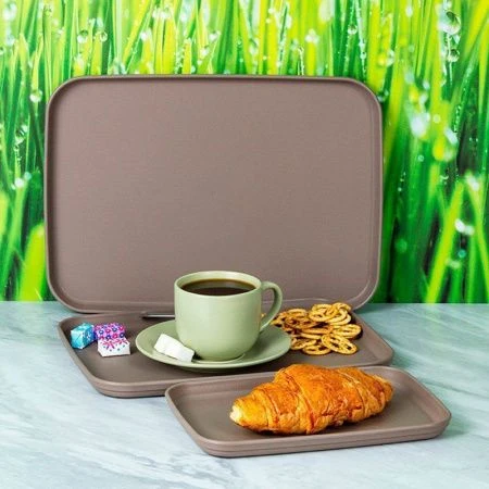 Набор подносов 3шт (17*24/22*30,5/25*35см) пластик французcкий серый (12)