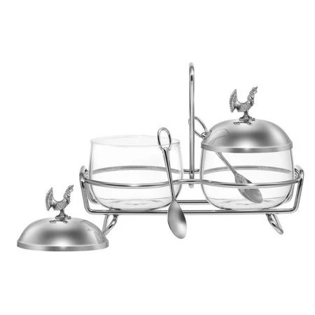 Емкость для хранения двойная 320/320мл нерж.сталь/стекло ОХОТА с ложками (12)