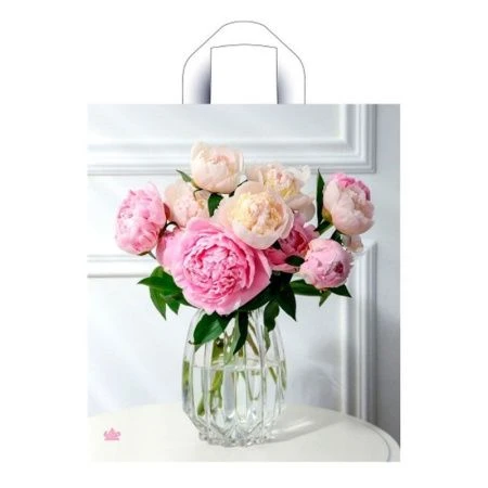 Пакет с петлевой ручкой 36*40+5см полиэтилен Роскошные пионы (50/300)
