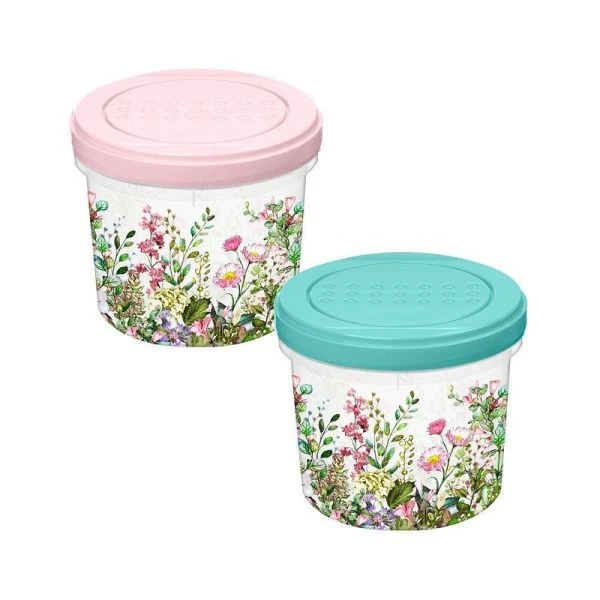 Банка для сыпучих продуктов 700мл пластик ЦВЕТУЩИЙ ЛУГ микс (12) 223110590/00