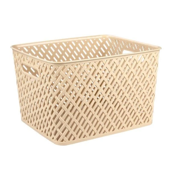Корзина для белья 35*29*22,5см пластик ПЛЕТЕНКА бежевая (8)