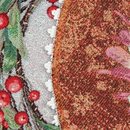 Салфетка новогодняя 45см гобелен НОВОГОДНИЕ ЯГОДЫ серо-голубой фон