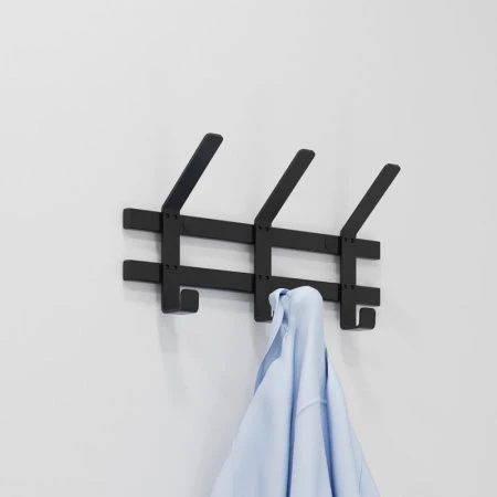 Вешалка 3 крючка настенная 34*8,5*16,8см металл ТОРОНТО черная (10)