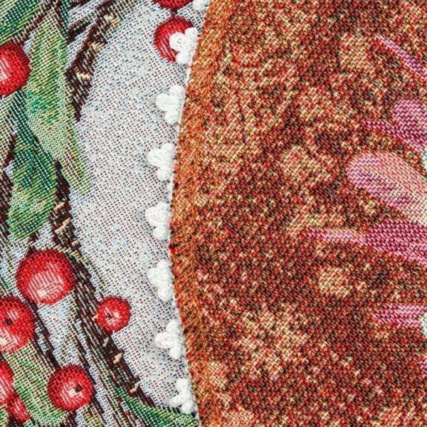 Салфетка новогодняя 45см гобелен НОВОГОДНИЕ ЯГОДЫ серо-голубой фон