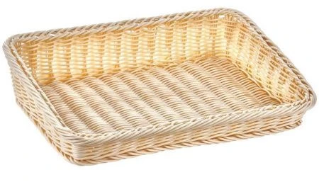 яяяКорзинка прямоугольная 38*26*4/8,5см пласт. бежевая Beige 5450