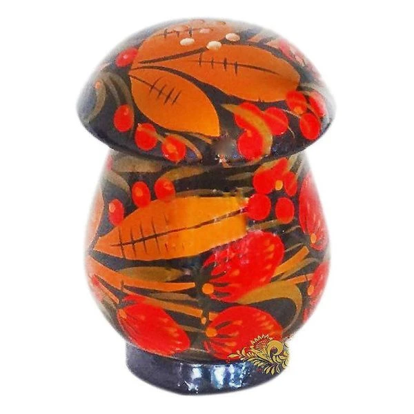 Солонка 8-9*6см дерево Гриб с хохломской росписью (1)