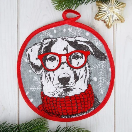 Прихватка 17*17см вафельная 100% хлопок СТИЛЬНЫЙ ПЁС