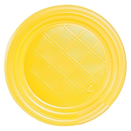 Тарелка одноразовая 16,5см полистирол желтая Стиропласт ПОС27282 (20/2400)