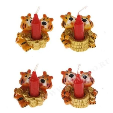 Подсвечник со свечой "Тигр", 4в, H4см(360)