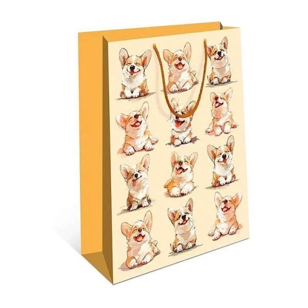 Пакет подарочный 16*22*8см Малыш корги