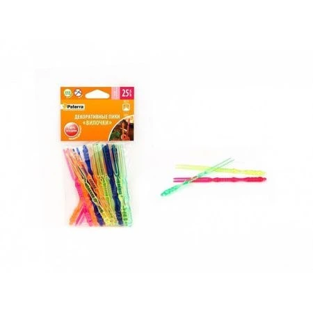 Шпажки для канапе пластик 11см 25шт ВИЛОЧКА микс PATERRA (100)