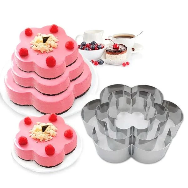 Форма для десерта набор 3пр нерж Цветок 25*6 / 20*6 / 15*6см JC-12586 (36)