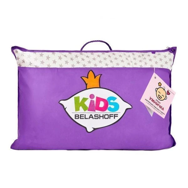 Подушка детская 50*70 Наша умничка заменитель лебяжьего пуха/сатин 100%хлопок, в сумке (2022)