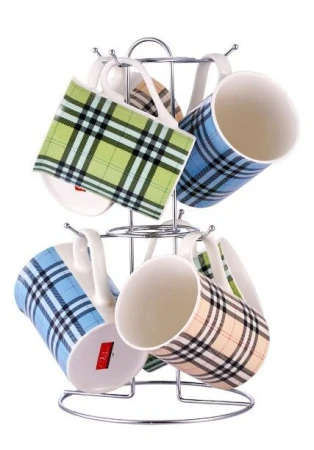 Набор кружек 6пр 300мл на мет.подставке