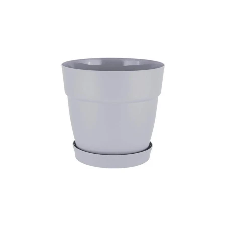 Горшок для цветов 20л 36см пластик Villa de Fiori с фикс.поддоном на колесиках утренний туман (6)