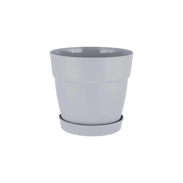 Горшок для цветов 20л 36см пластик Villa de Fiori с фикс.поддоном на колесиках утренний туман (6)