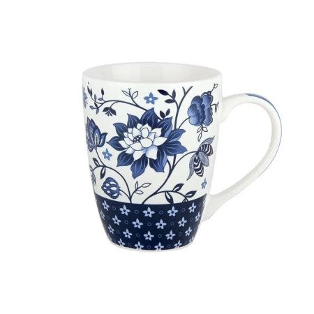 Кружка 340мл керамика СИНИЕ ЦВЕТЫ бочка НХ702 (12)
