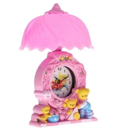 Лампа настольная детская с часами-будильник Мишки и щенок от 220v 15*25см 837744