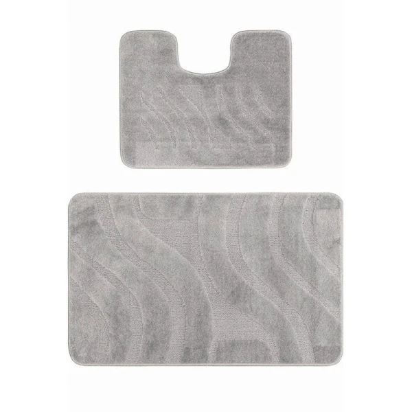 Набор ковриков в ванную 2пр 50*80/40*50см полипропилен MAXIMUS PLAID PLATINUM серый 2504