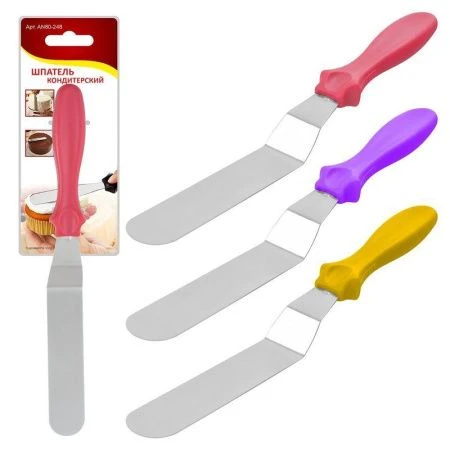 Шпатель кондитерский 32см нерж.сталь/пластик 3 цвета (6/72)