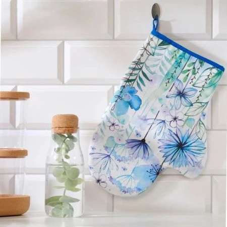 Прихватка-рукавица 100% хлопок 20*28см Blue flowers