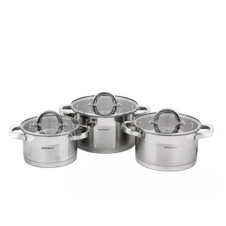 Набор кастрюль 3пр 1,9/2,7/3,6л нерж.сталь стекл.крышки 16/18/20см 5-ти сл.капс.дно (4)