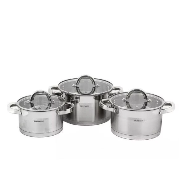 Набор кастрюль 3пр 1,9/2,7/3,6л нерж.сталь стекл.крышки 16/18/20см 5-ти сл.капс.дно (4)