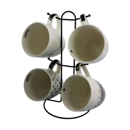 Кружки набор 4шт 380мл фарфор на мет.подставке (6) 202369