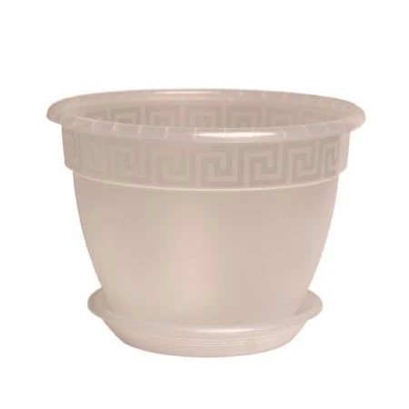 Горшок цветочный 2,6л d19см пластик АНТИК с поддоном прозрачный 5PL0015 (32)
