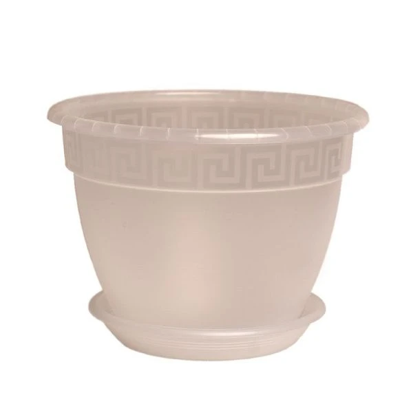 Горшок цветочный 2,6л d19см пластик АНТИК с поддоном прозрачный 5PL0015 (32)